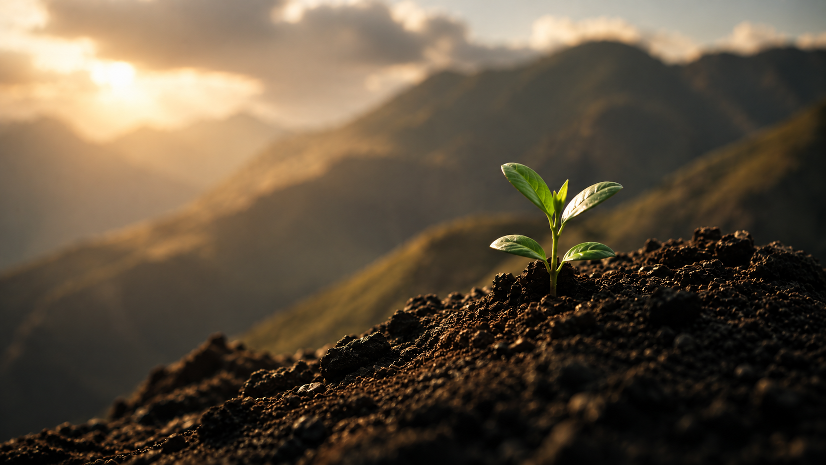 A young sprout against sunrise over the highlands — Warka Labs origin and growth philosophy