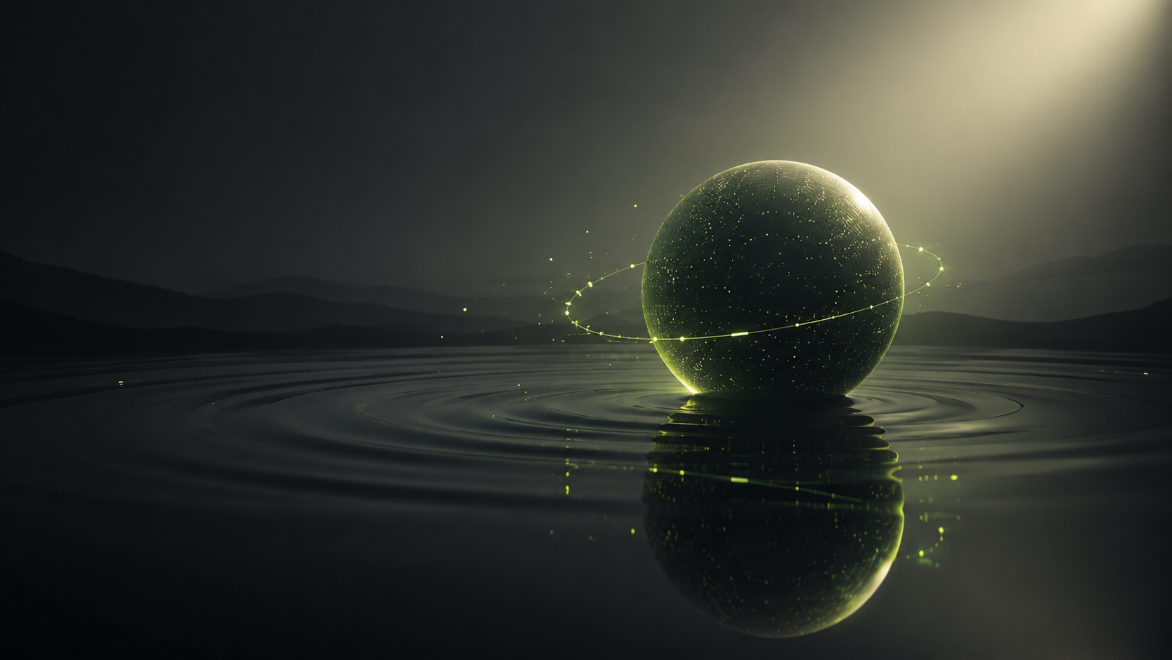 A young sprout against sunrise mountains — Warka Labs metaphor for growth from problems to systems to impact